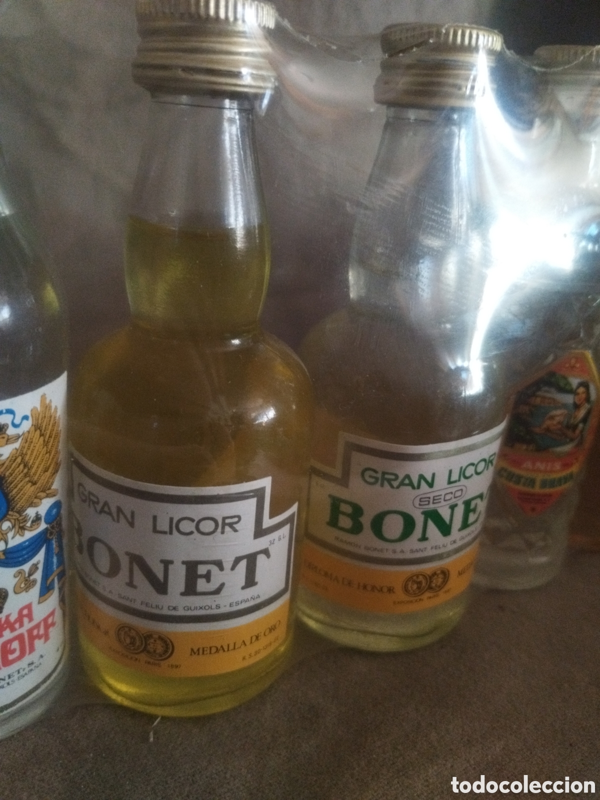 Botellas antiguas: Juego botellines bonet - Foto 5