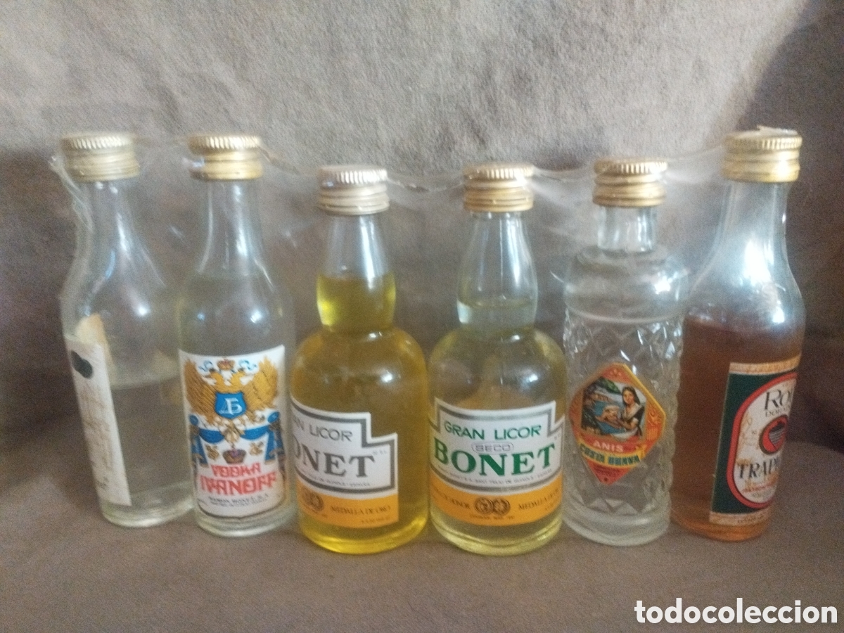 Botellas antiguas: Juego botellines bonet - Foto 1
