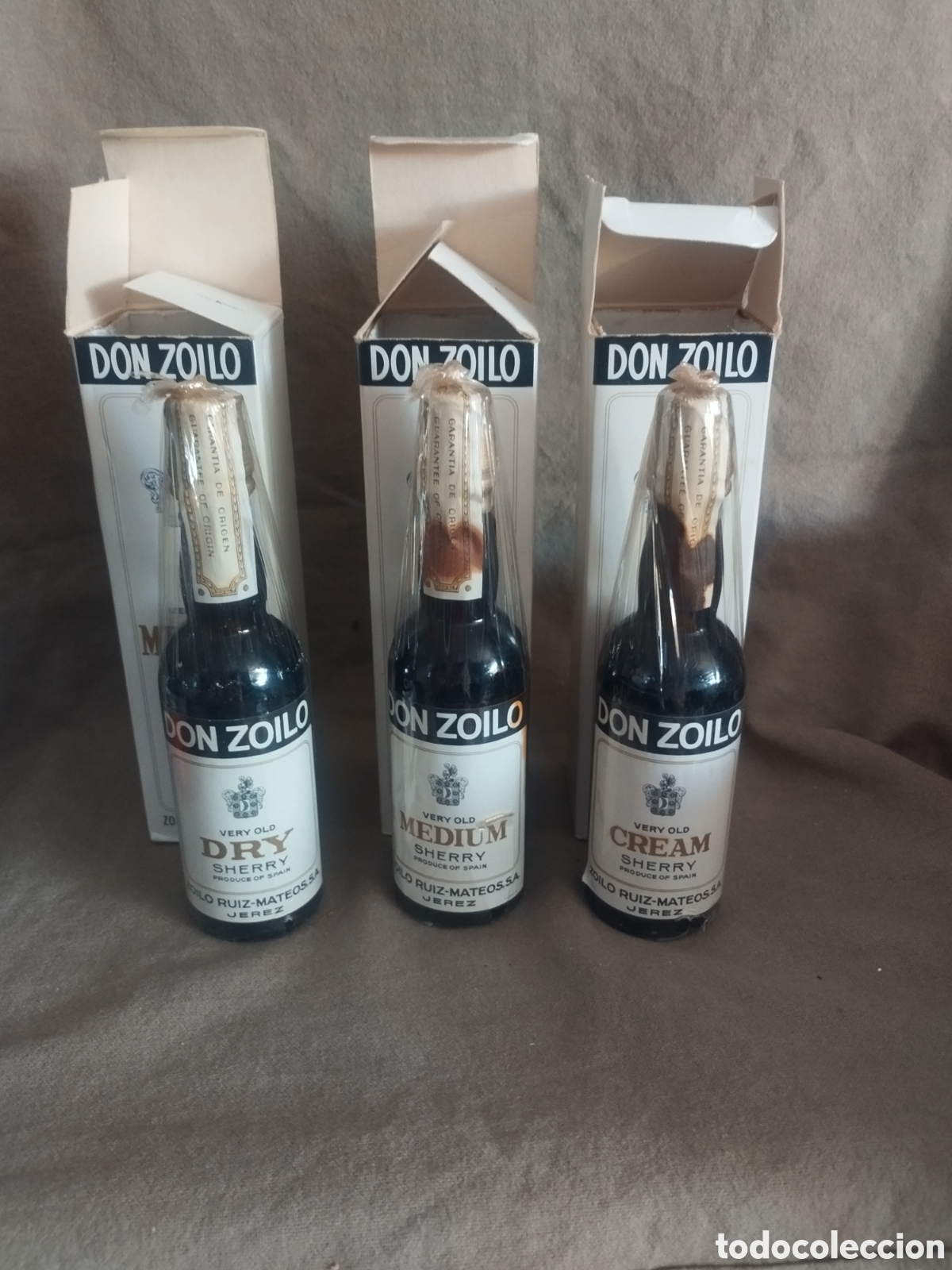 Botellas antiguas: Juego 3 botellines zoilo