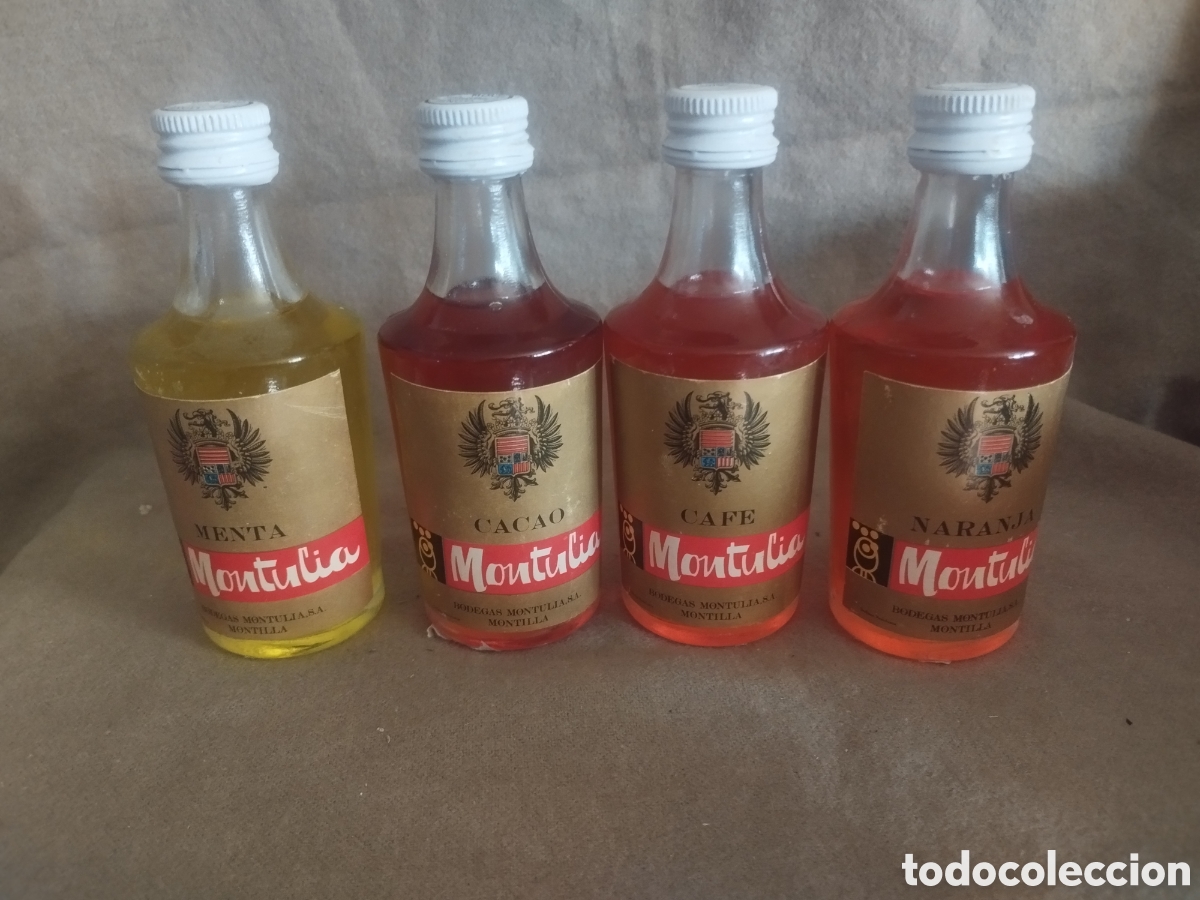 Botellas antiguas: 4 botellines montulia - Foto 1