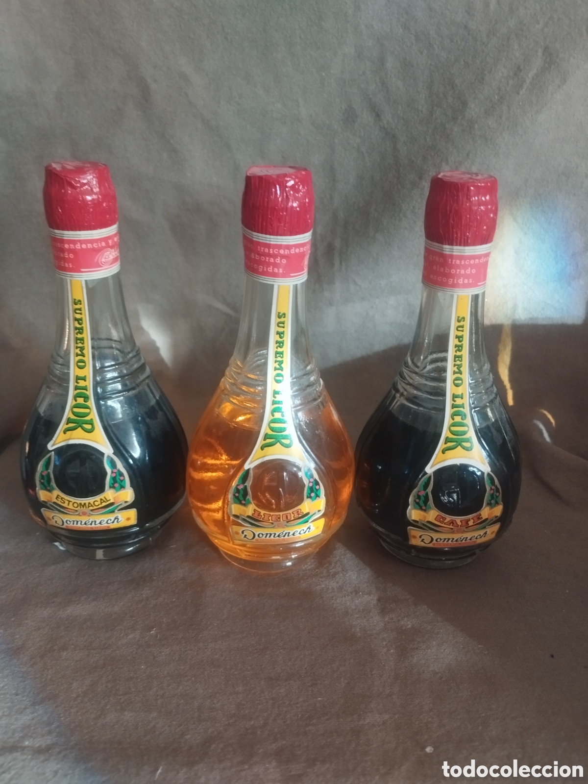 Botellas antiguas: Juego tres botellines domenech - Foto 1