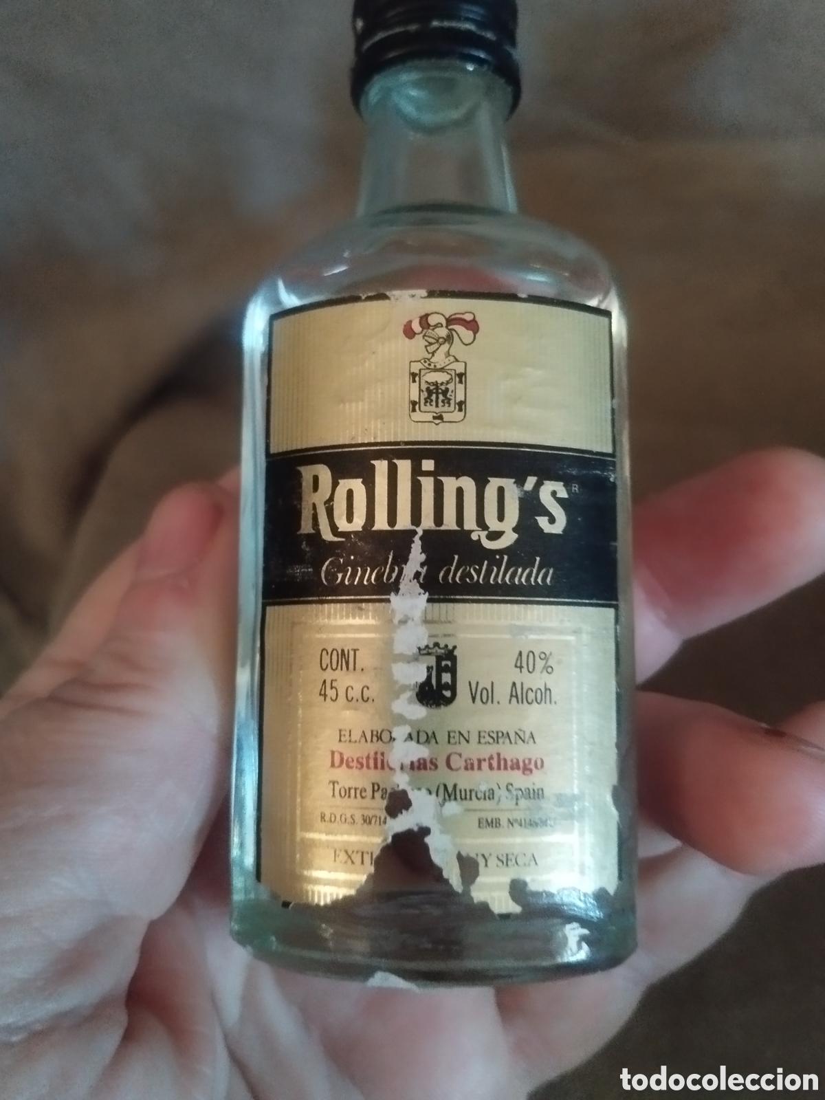 Botellas antiguas: Botellin ginebra rollings - Foto 2