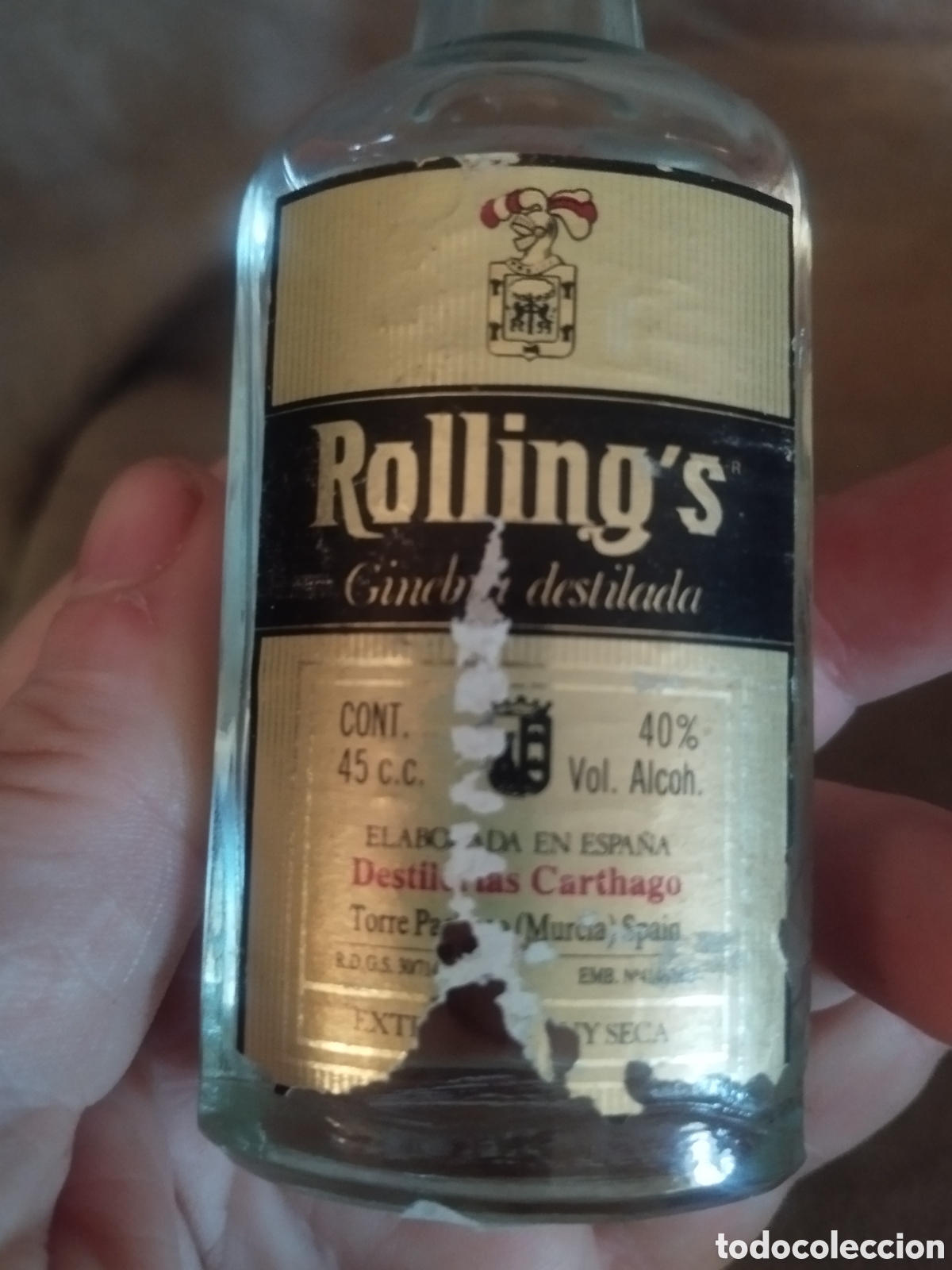 Botellas antiguas: Botellin ginebra rollings - Foto 3