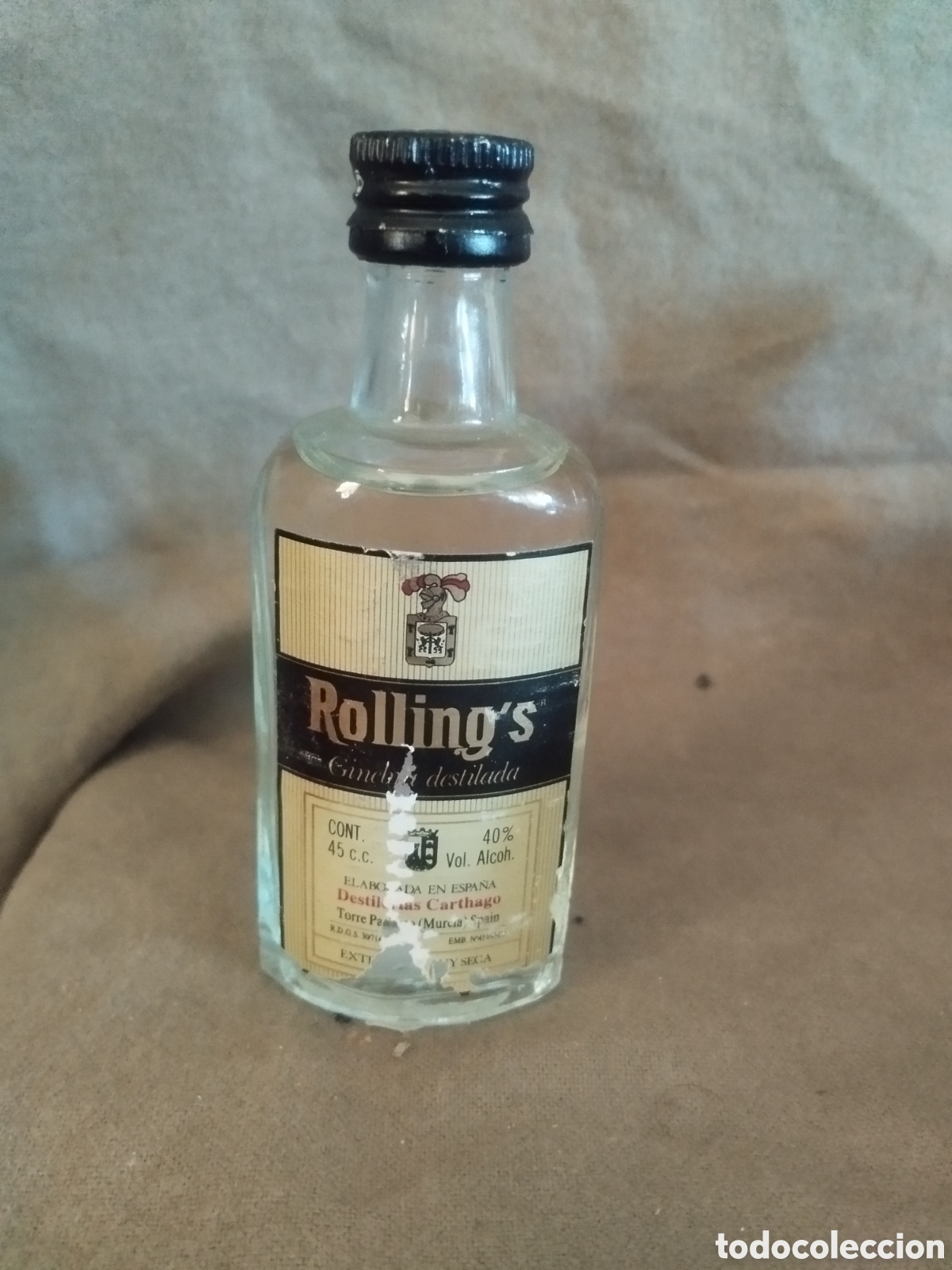 Botellas antiguas: Botellin ginebra rollings - Foto 1