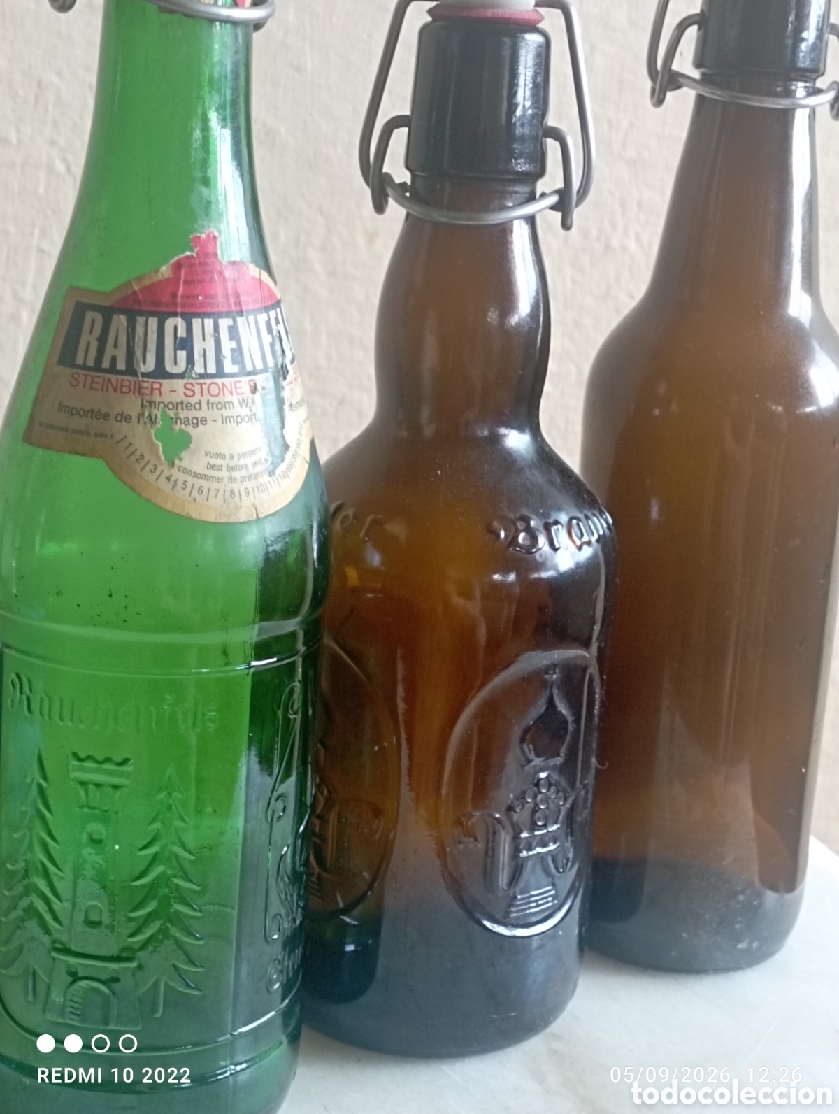 Bouteilles anciennes: Lote de 3 Botellas de Cerveza Vintage con Cierre Basculante (Grolsch y Altenm&uuml;nster)