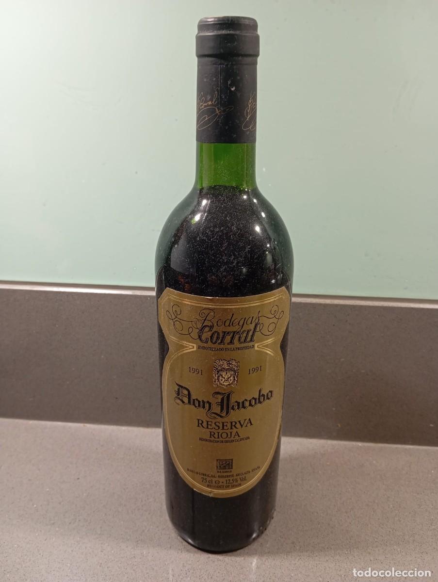 Botellas antiguas: BOTELLA DE VINO TINTO DON JACOBO RESERVA 1991, BODEGAS CORRAL BAJO C.A. Ca. RIOJA