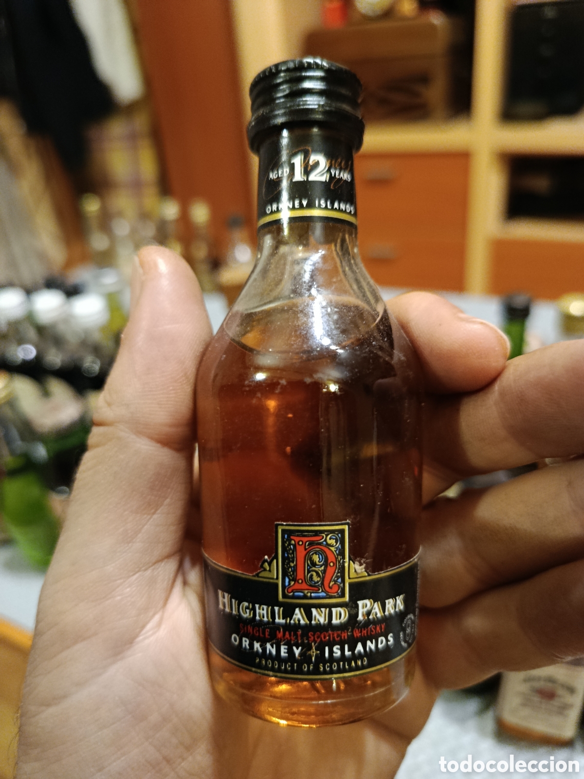 Botellas antiguas: Botella miniatura whisky escoc&eacute;s Highland Park 12 a&ntilde;os
