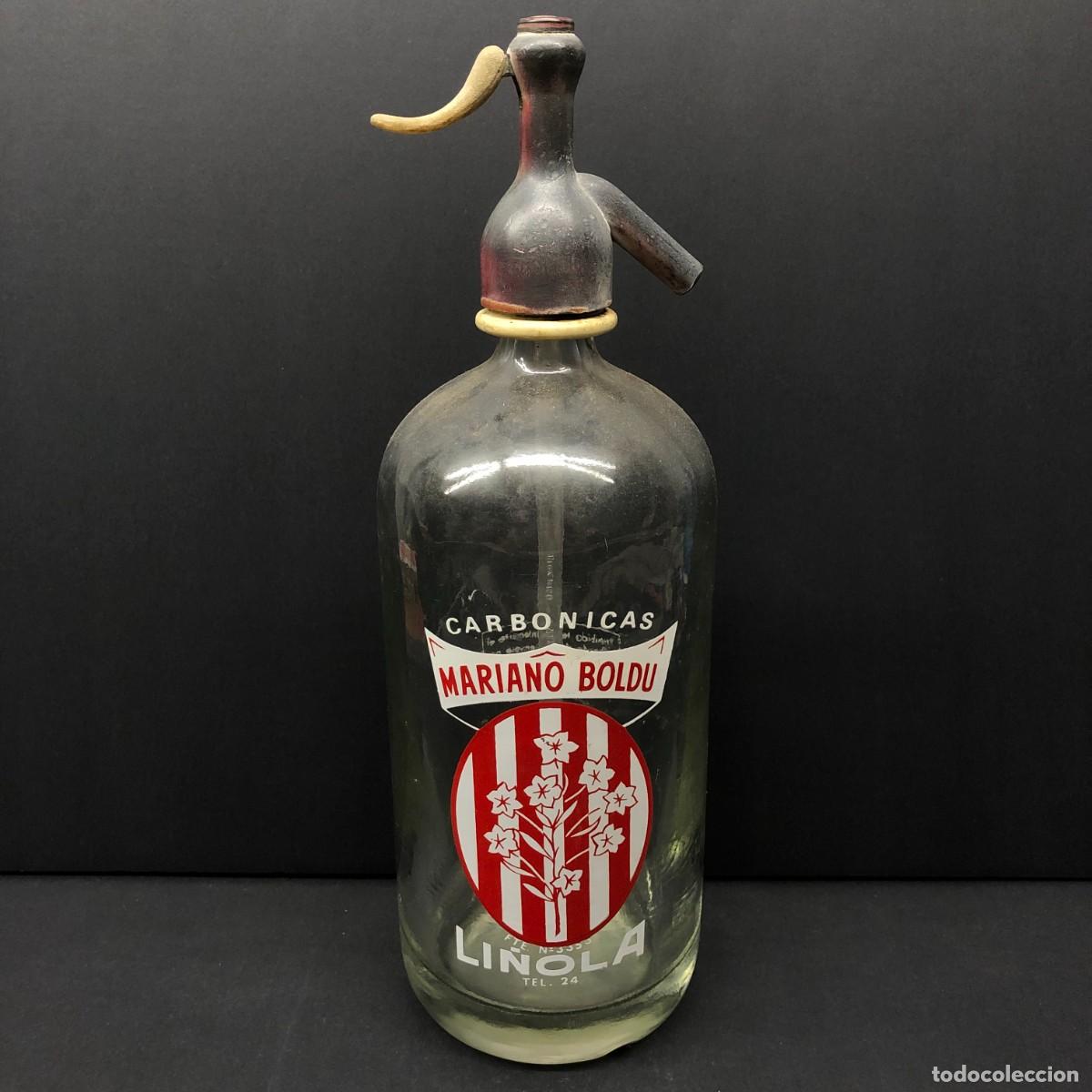 Botellas antiguas: BOTELLA SIF&Oacute;N - MARIANO BOLDU - LI&Ntilde;OLA - LLEIDA - FABRICANTE N&ordm;3353 / 1592