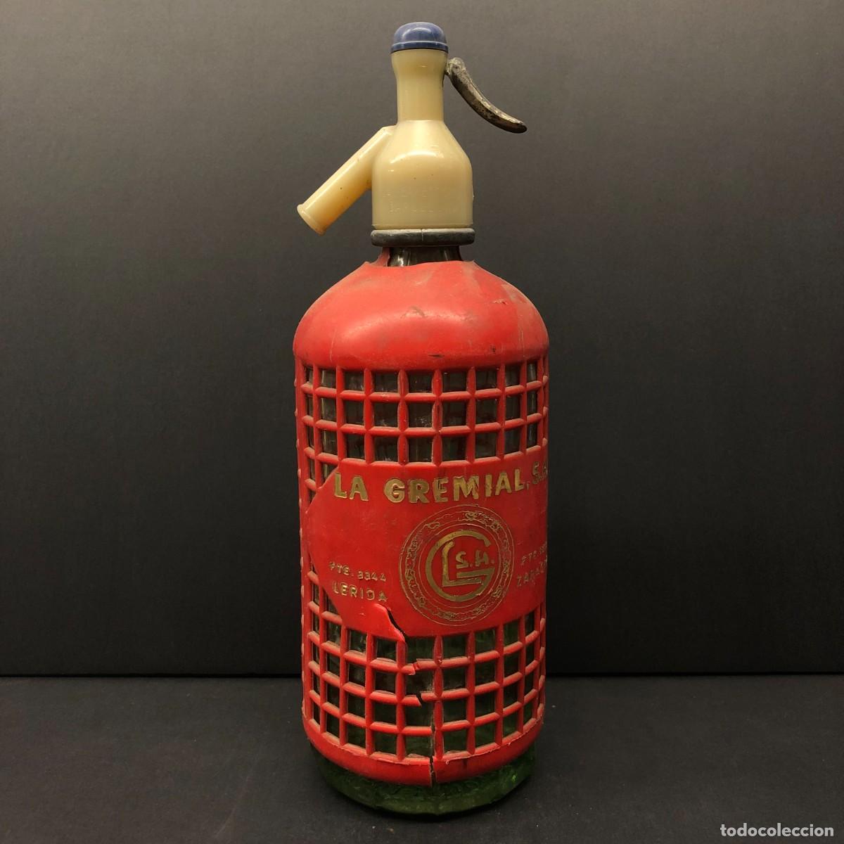 Botellas antiguas: BOTELLA SIF&Oacute;N - LA GREMIAL - BARCELONA - LERIDA - FABRICANTE N&ordm;3344 / 1596