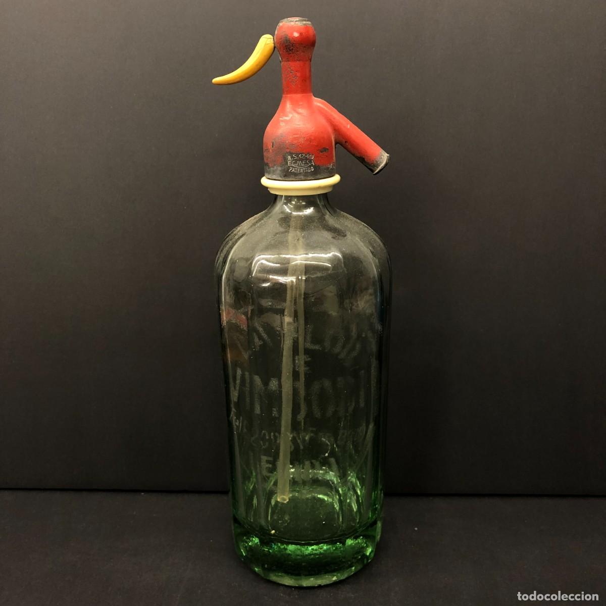 Botellas antiguas: BOTELLA SIF&Oacute;N - LA FLOR DE VIMBODI - LERIDA - ECMESA PATENTADO - FABRICANTE N&ordm;2710 / 1597