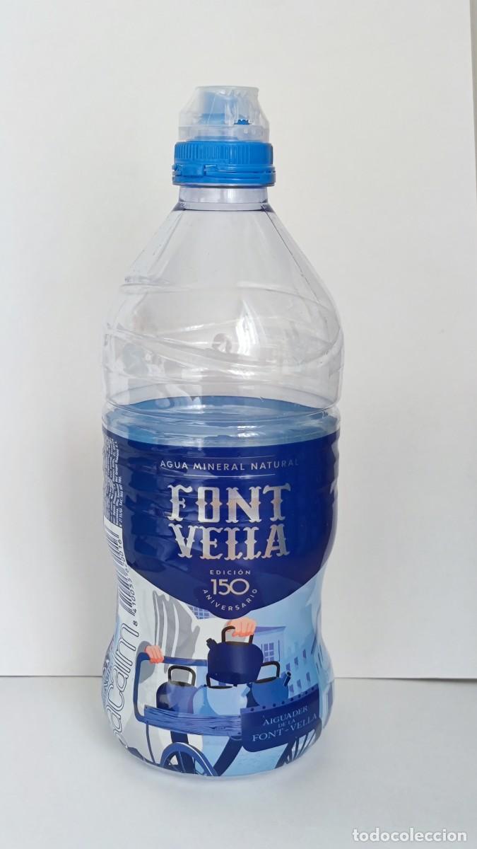 Botellas antiguas: BOTELLA AGUA VACIA PLASTICO - FONT VELLA - 150 ANIVERSARIO - AIGUADER - 50GR