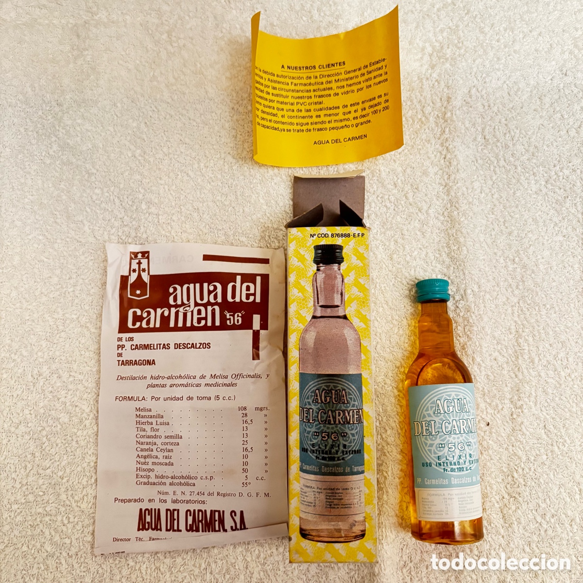 Botellas antiguas: Agua del Carmen original y aut&eacute;ntica