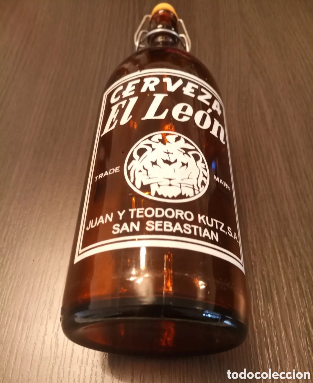 Botellas antiguas: Antigua Botella Cervezas EL LEON - Foto 4