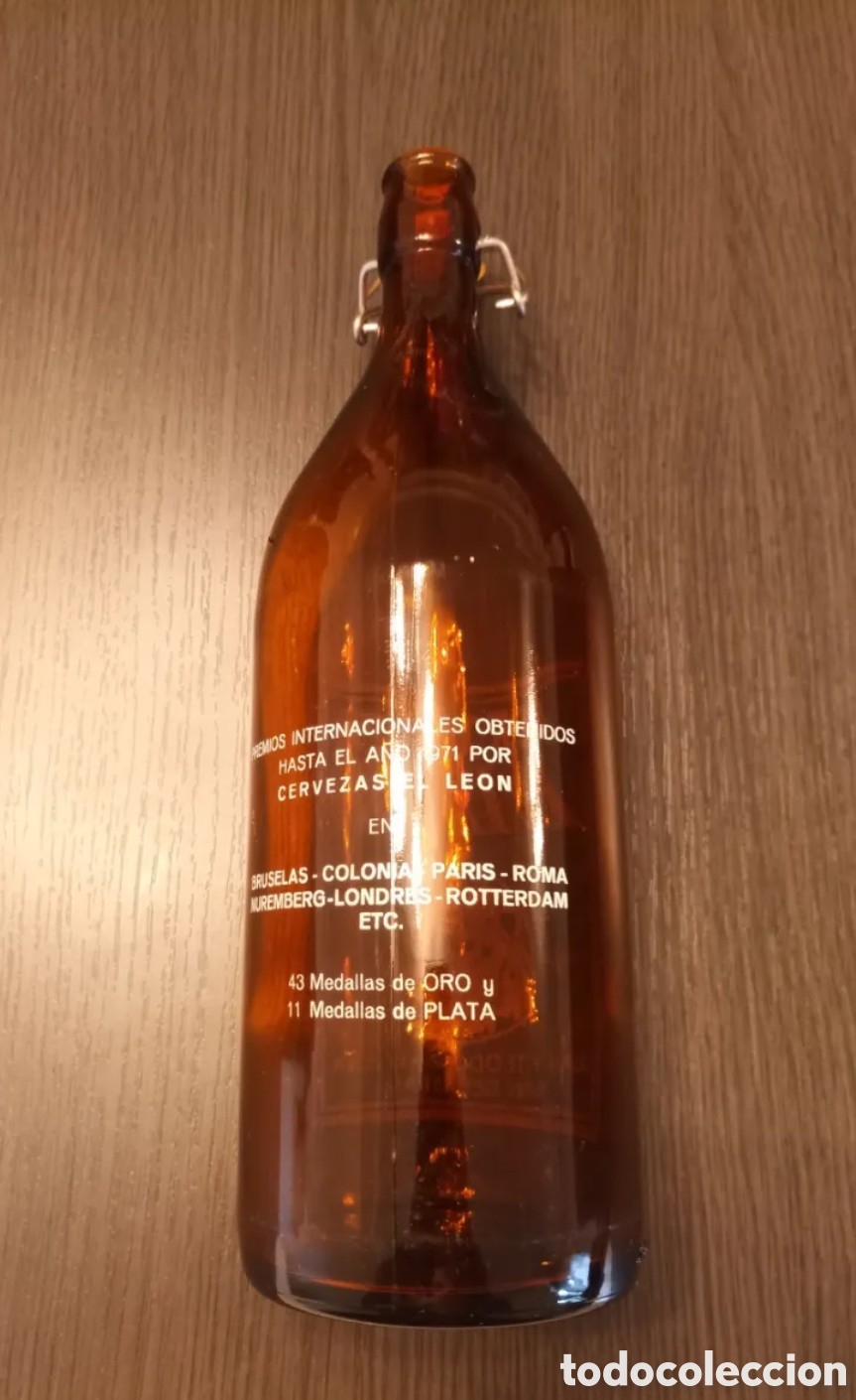 Botellas antiguas: Antigua Botella Cervezas EL LEON - Foto 6