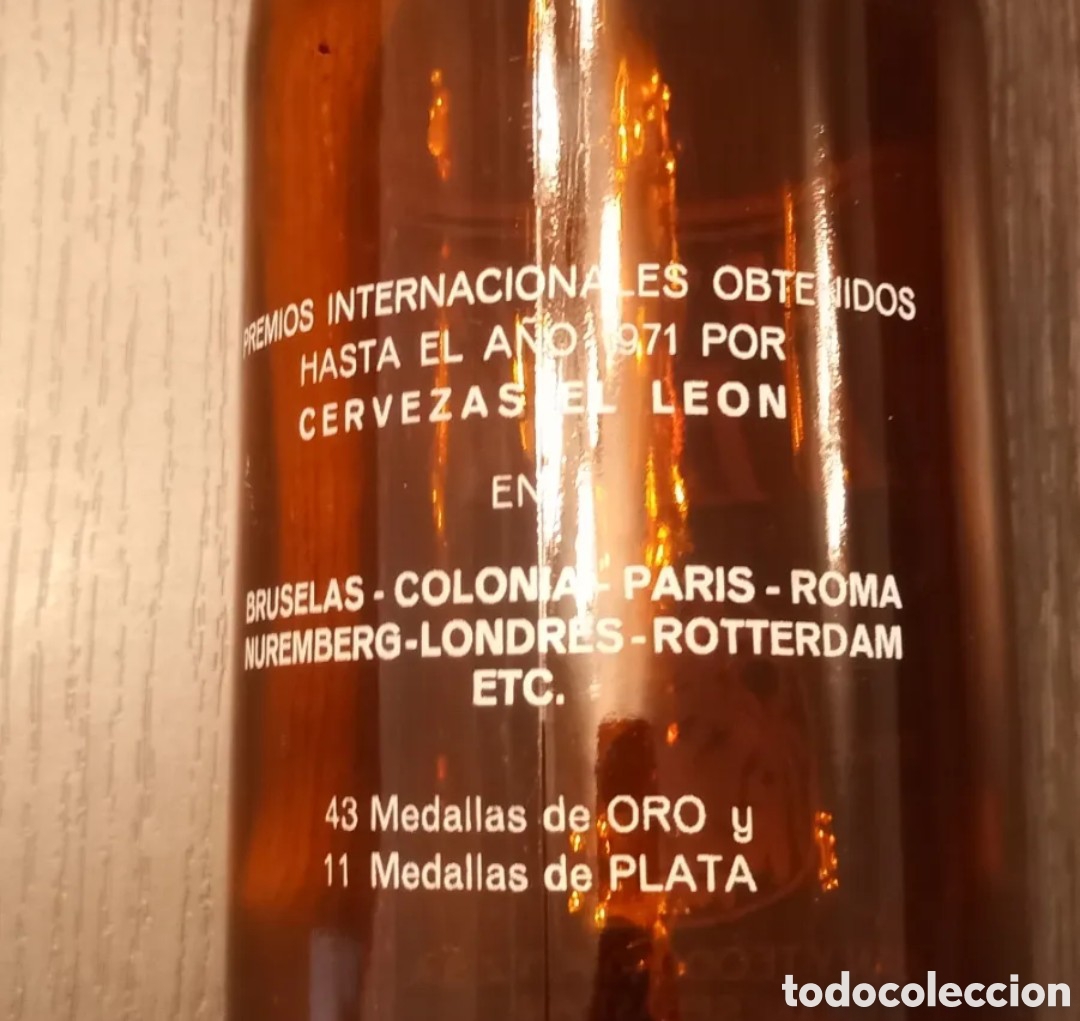 Botellas antiguas: Antigua Botella Cervezas EL LEON - Foto 8