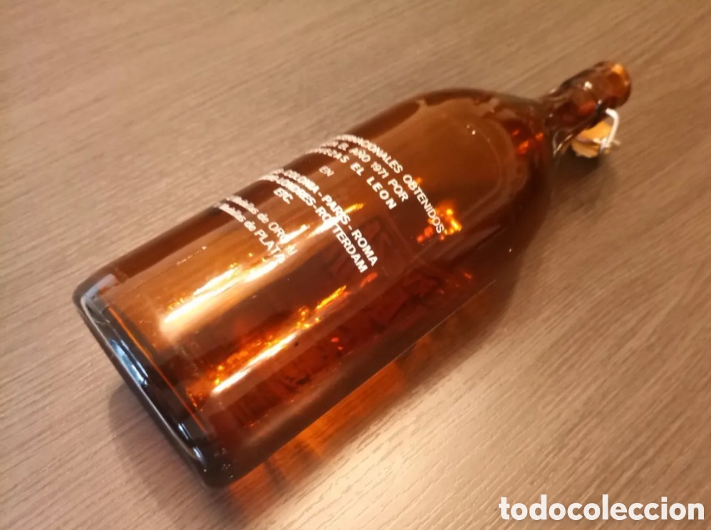 Botellas antiguas: Antigua Botella Cervezas EL LEON - Foto 10