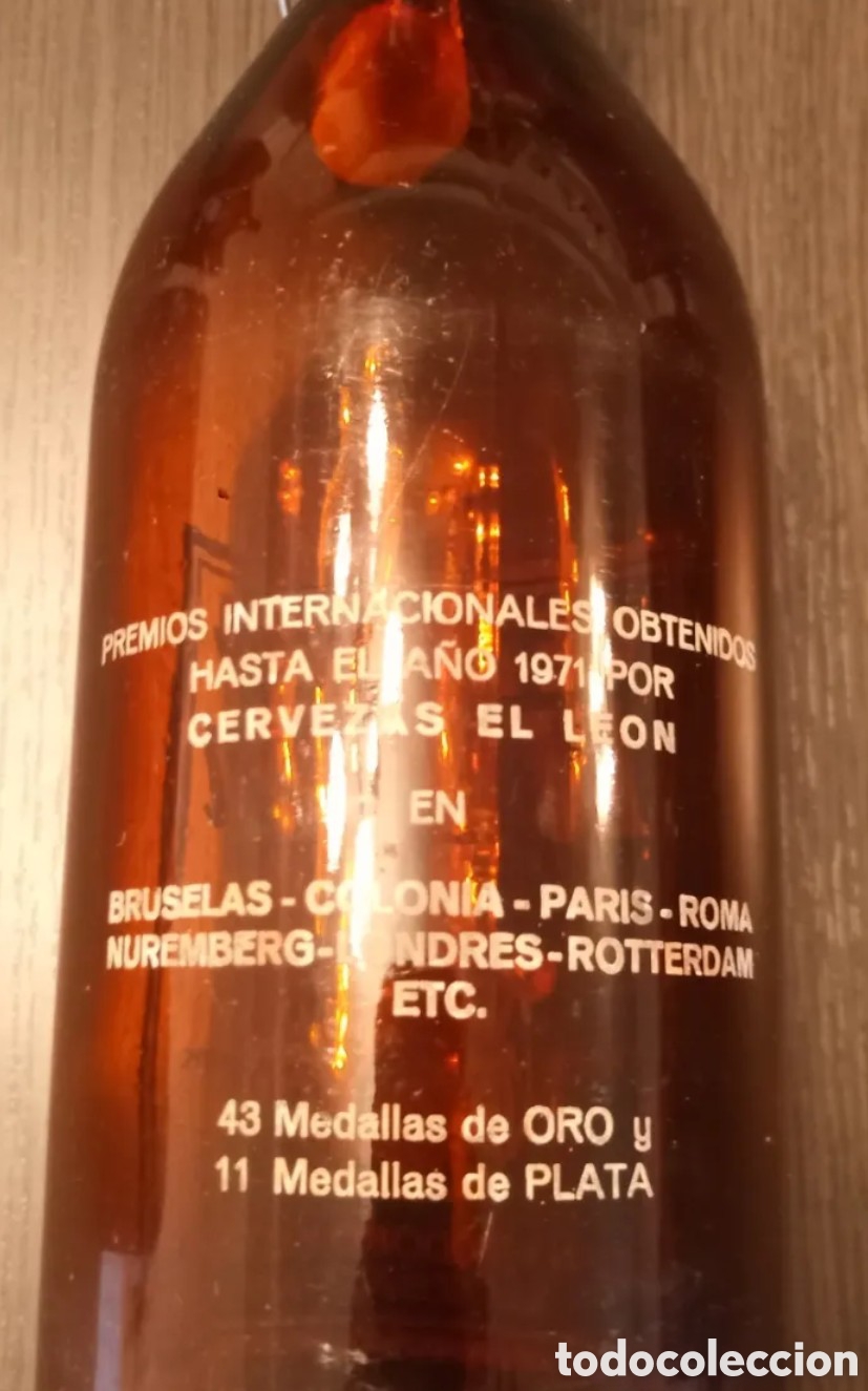 Botellas antiguas: Antigua Botella Cervezas EL LEON - Foto 6