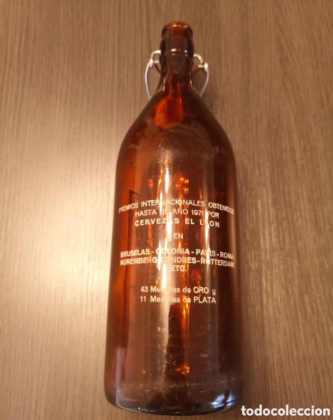 Botellas antiguas: Antigua Botella Cervezas EL LEON - Foto 8