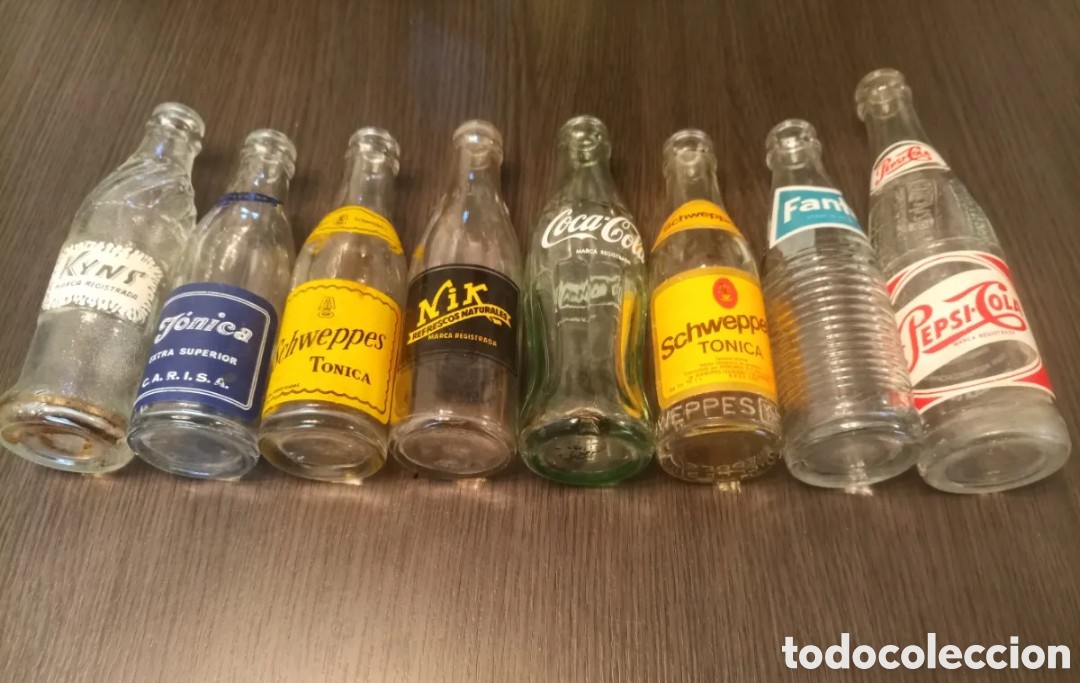Botellas antiguas: Colecci&oacute;n Antiguos Botellines Refrescos A&ntilde;os 60-90