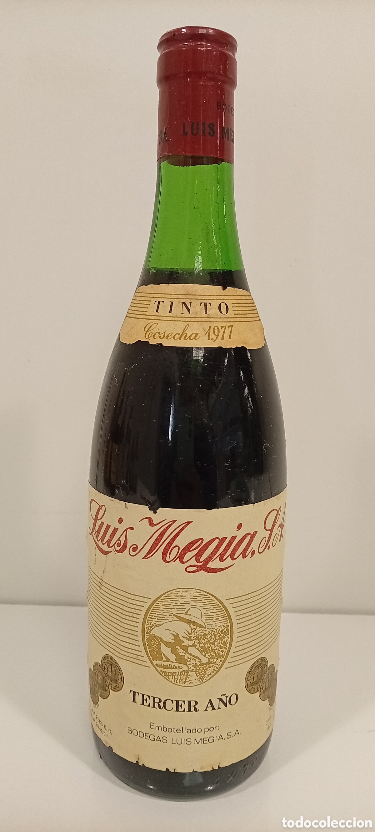 Botellas antiguas: VINO TINTO COSECHA 1977 DE BODEGAS LUIS MEGIA (valdepe&ntilde;as)