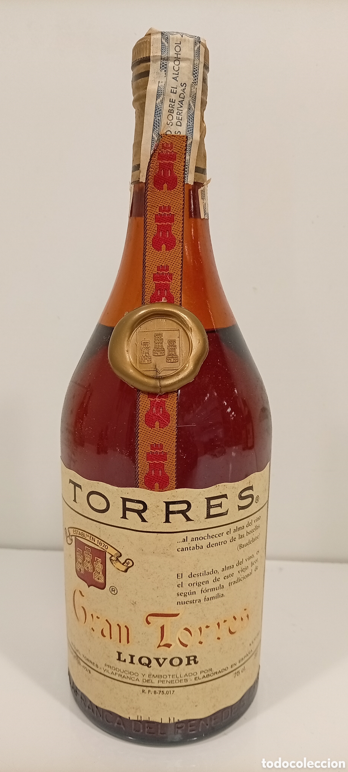 Botellas antiguas: LICOR GRAN TORRES COLECCIONISMO A&Ntilde;OS 70&deg; O 80 &deg;
