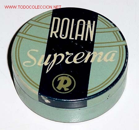 Caixas e caixinhas met&aacute;licas: ANTIGUA CAJA DE HOJALATA  CON PUBLICIDAD DE ROLAN - MIDE 6,5 CMS. DE DIAMETRO