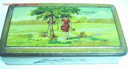 Caixas e caixinhas met&aacute;licas: ANTIGUA CAJA DE HOJALATA DE LITOGRAFIADA DE MEMBRILLO EXTRA FINO - MIDE 24 X 13 X 5 CMS.