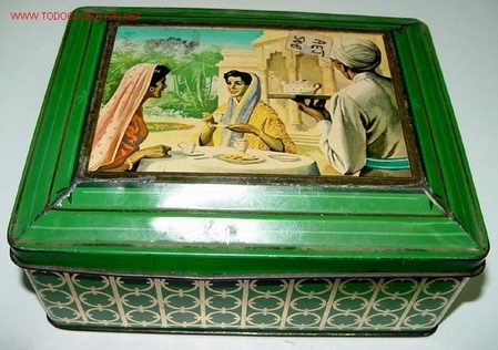 Caixas e caixinhas met&aacute;licas: ANTIGUA CAJA DE HOJALATA LITOGRAFIADA CON PUBLICIDAD DE ASSAM THE - MIDE 15,5 X 7 X 12,5 CMS.