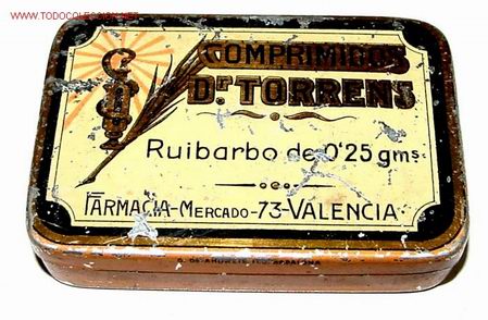 Cajas y cajitas met&aacute;licas: ANTIGUA Y BONITA CAJA DE HOJALATA LITOGRAFIADA CON PUBLICIDAD DE COMPRIMIDOS DEL DR. TORRENS - FARMA
