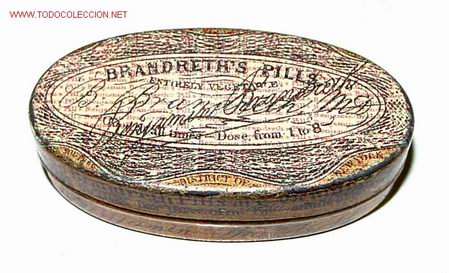 Caixas e caixinhas met&aacute;licas: ANTIGUA Y BONITA CAJA DE HOJALATA LITOGRAFIADA CON PUBLICIDAD DE COMPRIMIDOS DE BRANRETH&acute;S - FARMACI