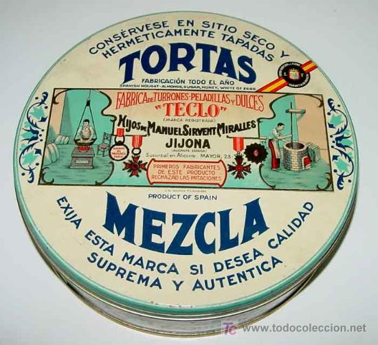 Caixas e caixinhas met&aacute;licas: ANTIGUA CAJA DE HOJALATA LITOGRAFIADA CON PUBLICIDAD DE TORTAS TECLO, DE G.  DE ANDREIS BADALONA - E