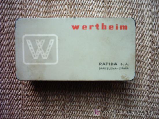 Blechdosen und Kisten: CAJA DE LATA DE M&Aacute;QUINAS WERTHEIM. FABRICANTE: G. DE ANDREIS, M.E. - BADALONA. 15 x 8 x 4.5 cm.