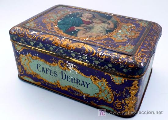 Blechdosen und Kisten: CAJA DE LAT&Oacute;N SERIGRAFIADA CON MOTIVOS RELIGIOSOS - CAF&Eacute;S DEBRAY - Pp. S. XX