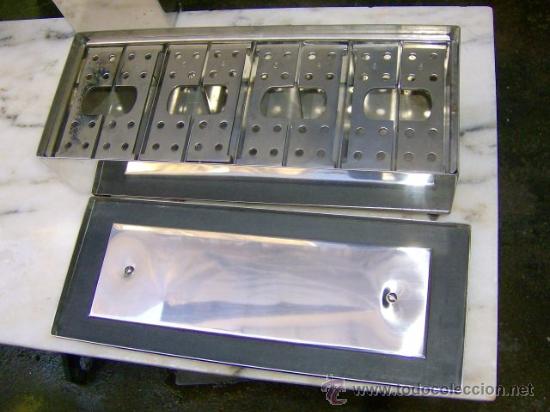 Cajas y cajitas met&aacute;licas: MATERIAL CLINICO - ANTIGUA CAJA CULTIVOS LABORATORIO Y AUTOCLAVE, METAL CROMADO 34 X 14 X 13CM ALTO.