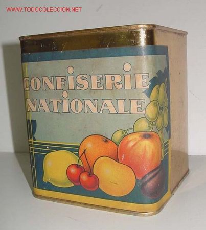 Caixas e caixinhas met&aacute;licas: ANTIGUA CAJA DE HOJALATA - CON PAPEL LITOGRAFIADO PEGADO CON PUBLICIDAD DE CONFISERIE NATIONALE - MI