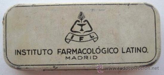 Casse e cassette metalliche: CAJA DE LATA  INSTITUTO FARMACOLOGICO LATINO. MADRID CON HIPODERMICAS...ENVIO  GRATIS&iexcl;&iexcl;&iexcl;.