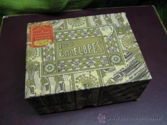 Cajas y cajitas met&aacute;licas: CAJA DE CARTON LITOGRAFIADO ART NOUVEAU. 100 ENVELOPES, CASTELLON IMPRENTA PLACIDO GOMEZ.
