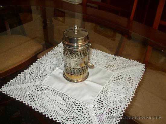 Caixas e caixinhas met&aacute;licas: bote de plata calado con cacillo 18cms de alto