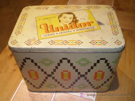 Blechdosen und Kisten: ANTIGUA CAJA DE LATA - TABLETAS UNIDOR