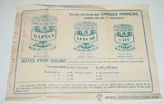 Caixas e caixinhas met&aacute;licas: ANTIGUO CARTELITO DE PUBLICIDAD DE LA SOCIETE GENERALE DES CIRAGES FRANCAIS, CON CATALOGO DE BOTES D