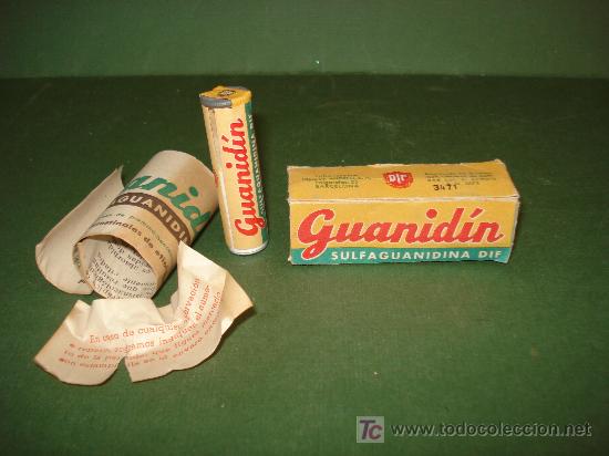 Boxes and metal boxes: MEDICINA ANTIGUA.GUANIDIN EN BOTE DE CRISTAL, CORCHO Y CHAPA.