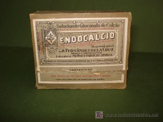Cajas y cajitas met&aacute;licas: MEDICINA ANTIGUA  ENDOCALCIO CON 5 AMPOLLAS..