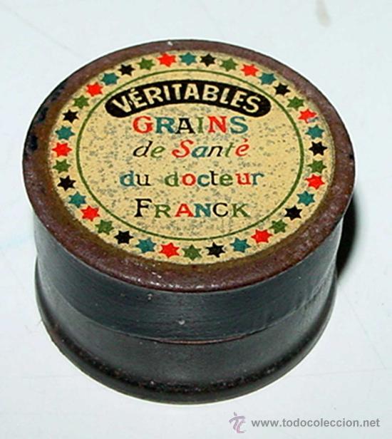 Caixas e caixinhas met&aacute;licas: ANTIGUA CAJITA DE HOJALATA LITOGRAFIADA DE FARMACIA - DOCTEUR FRANCK - MIDE 3,5 CMS. DE DIAMETRO Y 2