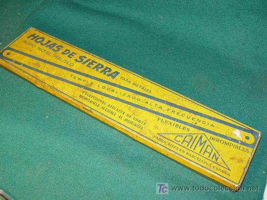 Bo&icirc;tes et petites bo&icirc;tes m&eacute;talliques: HOJAS DE SIERRA - CAIMAN - BARCELONA - CAJA METALICA LITOGRAFIADA POR ANDREIS DE BADALONA - VACIA -