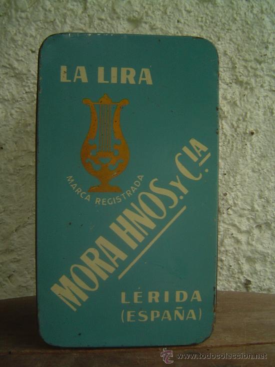 Caixas e caixinhas met&aacute;licas: CAJA CREMA DE MEMBRILLO LA LIRA . MORA HNOS Y CIA S.A. LERIDA