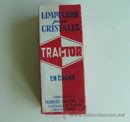 Bo&icirc;tes et petites bo&icirc;tes m&eacute;talliques: Caja de cart&oacute;n Limpiador para cristales TRACTOR en crema -Vilafranca del Pened&eacute;s