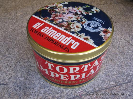 Caixas e caixinhas met&aacute;licas: 5 LATAS SIN USO EL ALMENDRO TORTAS IMPERIALES MONERRIS PLANELLES JIJONA 20X13.5 CM ALTO