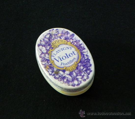 Boxes and metal boxes: CAJITA DE METAL Y PL&Aacute;STICO FLAVIGNY VIOLET PASTILLAS AN&Iacute;S - VAC&Iacute;A FRANCIA CAJA MET&Aacute;LICA HOJALATA