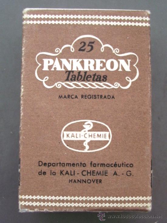 Cajas y cajitas met&aacute;licas: caja de farmacia/ medicamento de a&ntilde;os 50/60 aprox: pankreon tabletas (sin estrenar)
