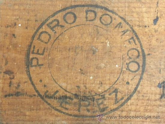 Cajas y cajitas met&aacute;licas: Caja embalage madera para vino o brandy Pedro Domec .Jerez.a&ntilde;os 30